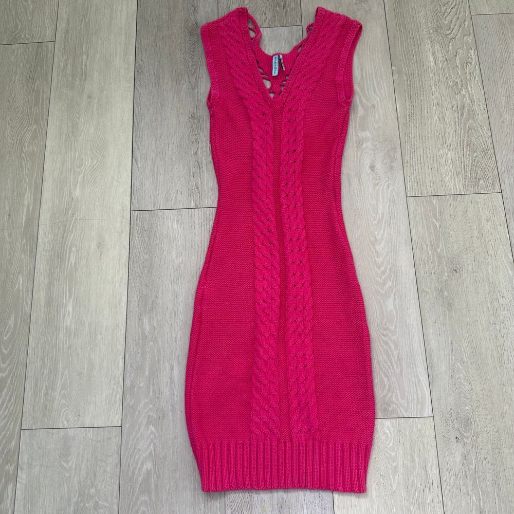 Guess by Maurciano y2k pink knit midi girly‎ dress crochet beach coverup size xs